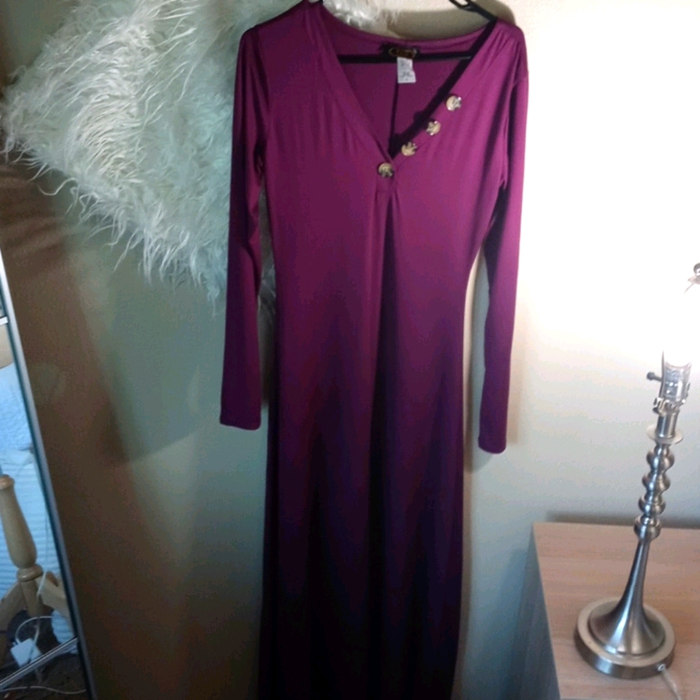 New purple dress long and Long sleeves comfortable